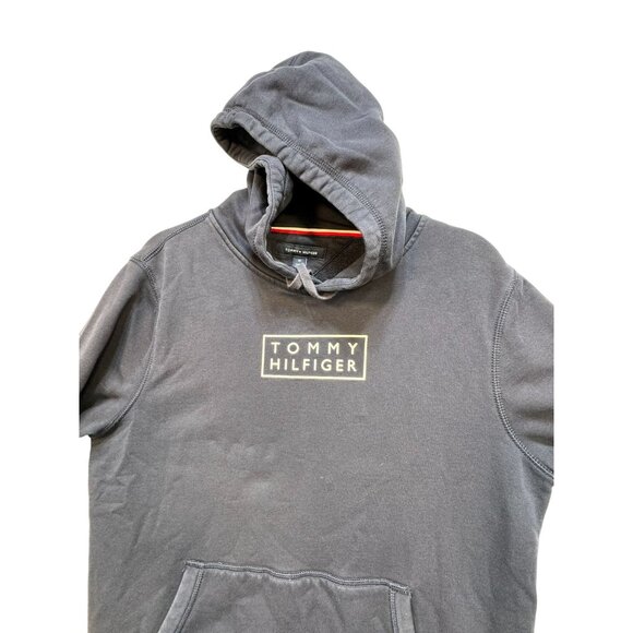 Tommy Hilfiger Mens Hoodie Medium Navy Kangaroo Pocket & Adjustable Drawstring L - Picture 8 of 12